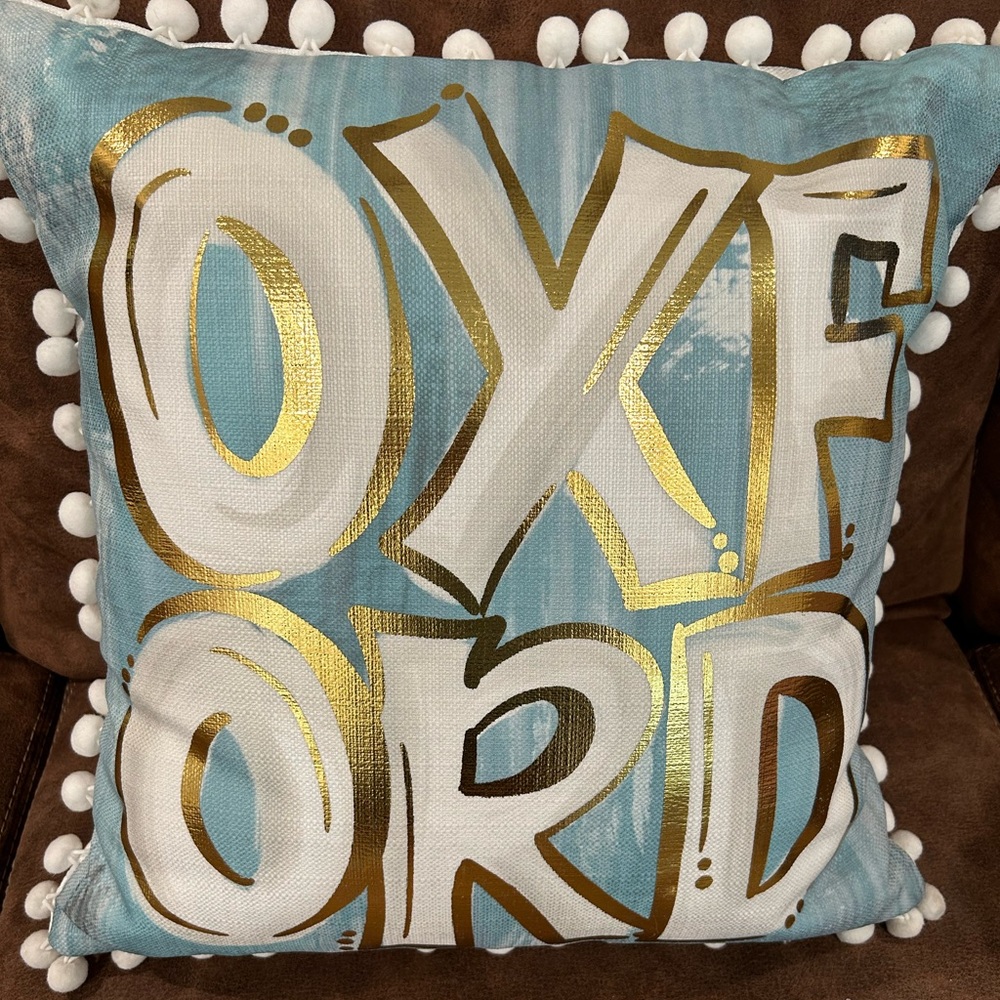 Oxford Decorative Pillow Teal/Gold/White